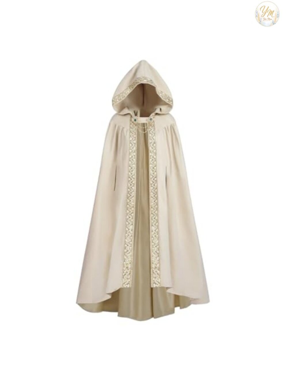 Suede Hooded Renaissance Cloak Women Medieval Cape Witch Robe with Brooch